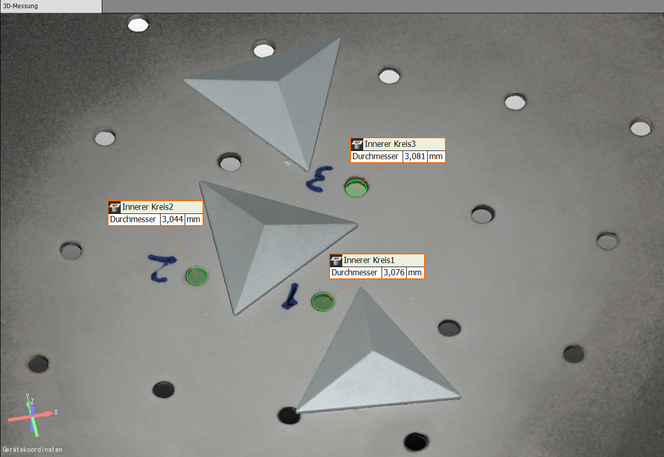 Lochdurchmesser wird anhand von 3D-Scan ermitteilt